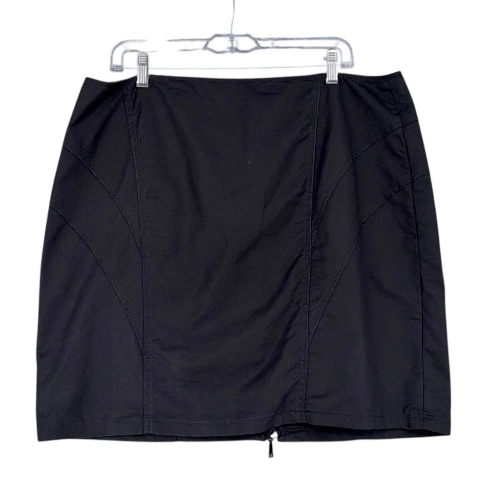 Lafayette 148‎ New York Black Zip Front Mini Skirt Size 16